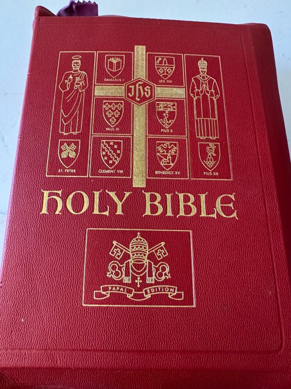 Vintage 1950s Holy Bible Papal Edition